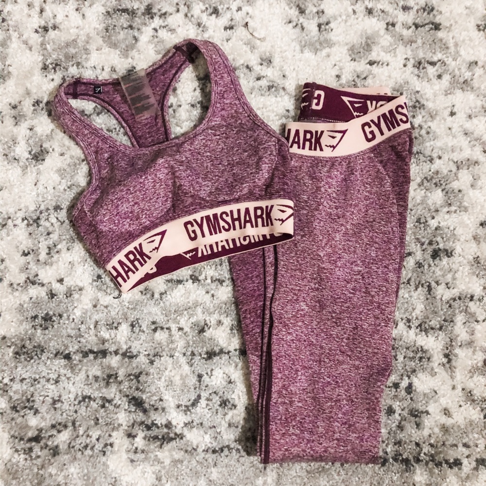 Gymshark Flex Set (dark ruby marl/blush nude)
